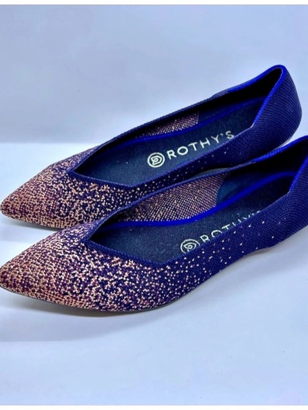 Rothy's The Point Pointed-Toe Flats midnight Metallic US 6.5 New without Box